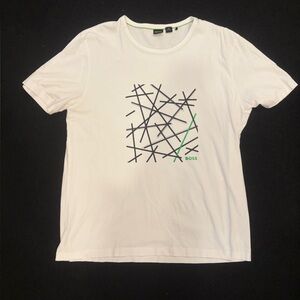 Boss White Tee with Black and Green Graphic